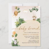 トロピカル ファン ジャングル サファリ ガール ベイビー ブランシュ シャワー 招待状 (正面)