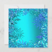 トロピカル フェルン ビーチ オーシャン ブルー ターコイズ グリッター 招待状 (裏面)
