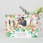 トロピカル フォト コラージュ ウェディング サンクス カード (スタンド正面)