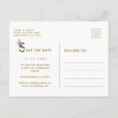 トロピカル フォリアージ ウェディング セーブ・ザ・デート ゴールド 案内ポストカード (裏面)