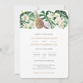 トロピカル フォリアージ ウォーターカラー リーブス オーキッド ウェディング 招待状 (正面)