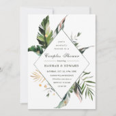 トロピカル フォリアージ グリーン カップルシャワー 招待状 (正面)