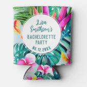 トロピカル フォリアージ 水彩 カスタム ブライズメイドパーティー 缶クーラー (正面)