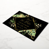 トロピカル フォリア ブラック&ゴールド フォイル セーブ ザ デート 箔招待状 (回転した状態)