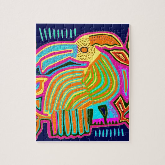 トロピカル フォークアート パロット ジグソーパズル (縦)