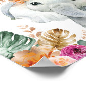 トロピカル フォール フラワーの象の赤ちゃんの歓迎 ポスター (角)