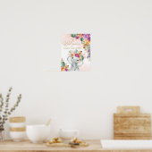 トロピカル フォール フラワーの象の赤ちゃんの歓迎 ポスター (キッチン)