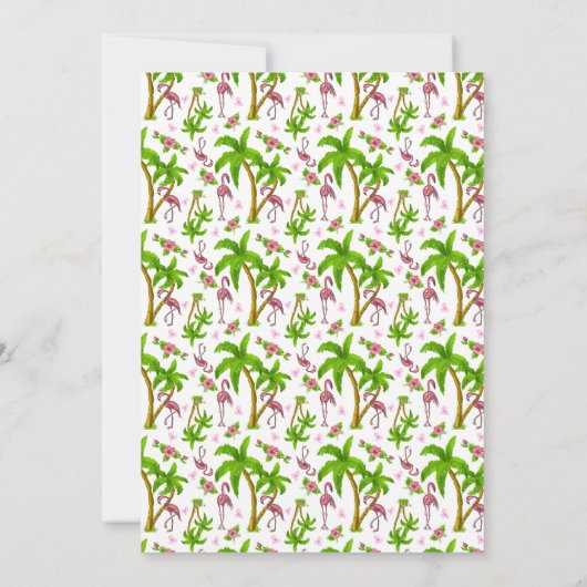 トロピカル フラミンゴと花の招待状 招待状 (裏面)