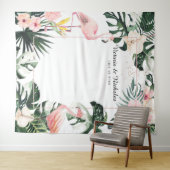 トロピカル フラミンゴ ウェディング フォトブース バックドロップ タペストリー (インサイチュ(横))
