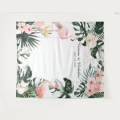 トロピカル フラミンゴ ウェディング フォトブース バックドロップ タペストリー (正面(横))