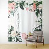 トロピカル フラミンゴ ウェディング フォトブース バックドロップ タペストリー (インサイチュ)