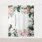 トロピカル フラミンゴ ウェディング フォトブース バックドロップ タペストリー (正面)
