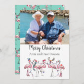 トロピカル フラミンゴ フォト クリスマス カード (正面/裏面)