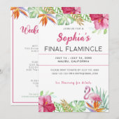 トロピカル フラミンゴ ブライズメイド パーティー 招待状 (正面/裏面)