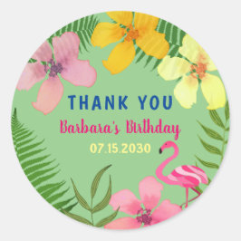 トロピカル フラミンゴ 誕生日 サンクス ラウンドシール