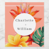 トロピカル フラワリー ワインラベル (シングルラベル)