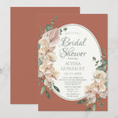 トロピカル フラワーズ ウォーターカラー ブライダル シャワー 招待状 (正面/裏面)