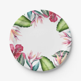 トロピカル フラワーズ サマー アイランド フローラル リーフ ペーパープレート