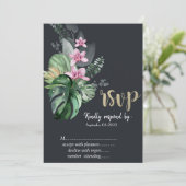 トロピカル フラワーズ ダーク RSVP 招待状 (スタンド正面)