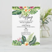 トロピカル フラワーズ & リーフス フラワーのウェディング 招待状 (スタンド正面)