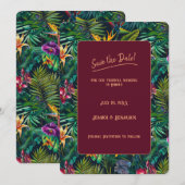 トロピカル フラワーズ 保存日付 招待状 (正面/裏面)