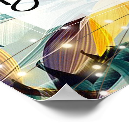 トロピカル フラワーブライダルシャワー ウェルカムサイン ポスター (角)