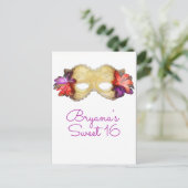 トロピカル フラワーマスク 仮面パーティーのお知らせ 案内ポストカード (スタンド正面)