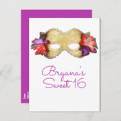 トロピカル フラワーマスク 仮面パーティーのSave the Date 案内ポストカード (正面/裏面)