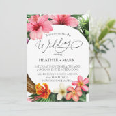 トロピカル フラワー ビーチ ウェディング 招待状 (スタンド正面)