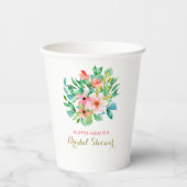 トロピカル フラワー ビーチ ブライダル シャワー 紙コップ (正面)