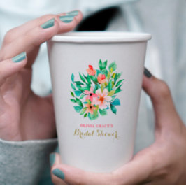 トロピカル フラワー ビーチ ブライダル シャワー 紙コップ