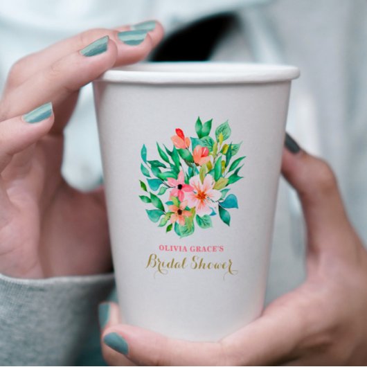 トロピカル フラワー ビーチ ブライダル シャワー 紙コップ