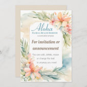 トロピカル フラワー ビーチ  招待状 テンプレート (正面/裏面)