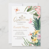 トロピカル フラワー ピニャ バタフライ キンセアニエラ 招待状 (正面)