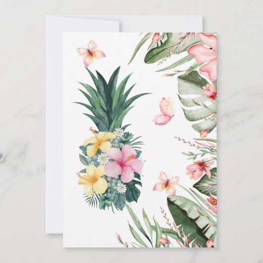 トロピカル フラワー ピニャ バタフライ キンセアニエラ 招待状 (裏面)