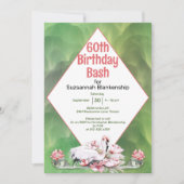 トロピカル フラワー & フラミンゴ カスタム セレブレーション 招待状 (正面)