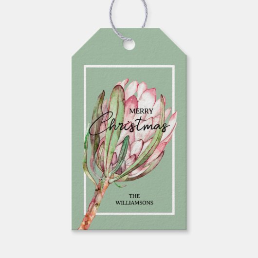 トロピカル フラワー メリー クリスマス ギフトタグ (正面)
