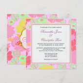 トロピカル フラワー + モノグラム, 招待状 (正面/裏面)