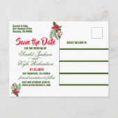 トロピカル フラワー＆リーフ ウェディング セーブ・ザ・デート 案内ポストカード (裏面)