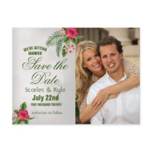 トロピカル フラワー＆リーフ ウェディング セーブ・ザ・デート