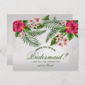 トロピカル フラワー & リーフ ブライズメイド リクエスト カード (正面/裏面)