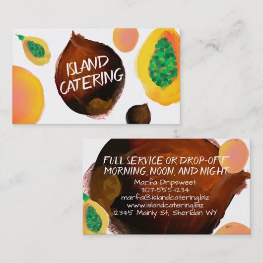 トロピカル・フルーツのシェフのケイタリングビジネスカード 名刺 (正面/裏面)