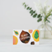 トロピカル・フルーツのシェフのケイタリングビジネスカード 名刺 (スタンド正面)