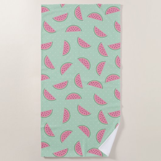 トロピカル・フルーツのペンキの（ばちゃばちゃ）跳ねるパターン ビーチタオル (正面)