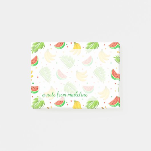 トロピカル・フルーツの水玉模様パターン ポストイット (正面)