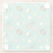 トロピカル・フルーツの落書きパターン ガラスコースター (裏面)