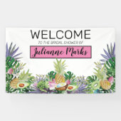 トロピカル・フルーツ|の緑の草木の夏のブライダルシャワー 横断幕 (横)