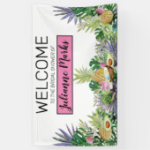 トロピカル・フルーツ|の緑の草木の夏のブライダルシャワー 横断幕 (縦)