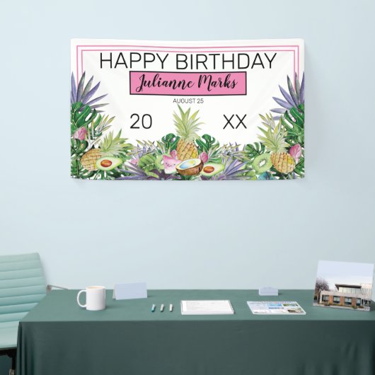 トロピカル・フルーツ|の緑の草木の夏の誕生会 横断幕 (トレードショー)