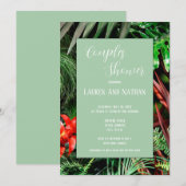 トロピカル フローラル、アースィー、モダン、カップルシャワー 招待状 (正面/裏面)
